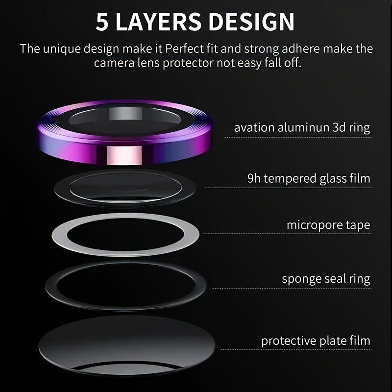 3D Metal Camera Lens Protector for Redmi Note 13 Series with Tempered Glass Cap