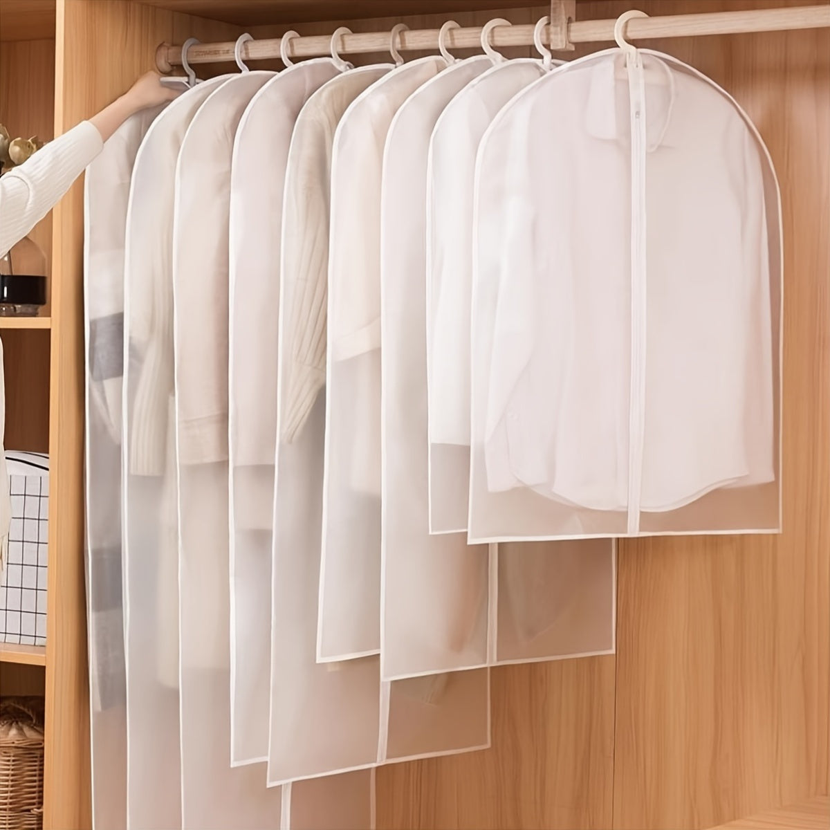 Fundas de plástico transparente para prendas con cierre para almacenamiento en armario, trajes, vestidos, abrigos