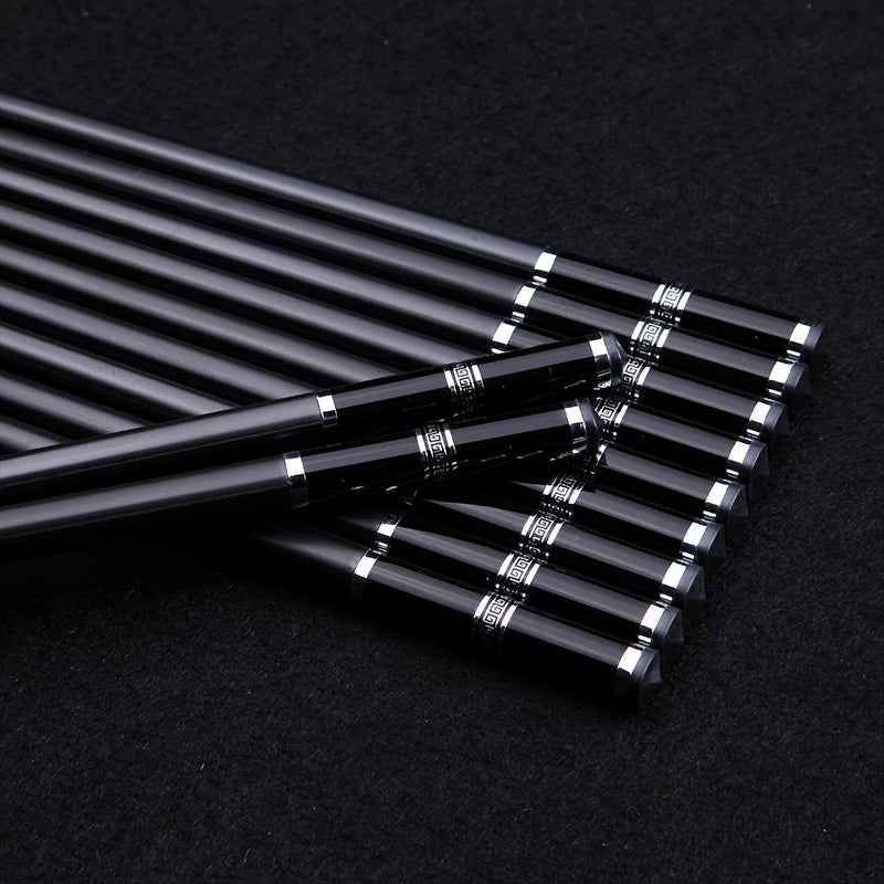 Set of 5 Reusable Alloy Chopsticks with Embossed Great Wall Pattern for Noodles Sushi and Ramen
