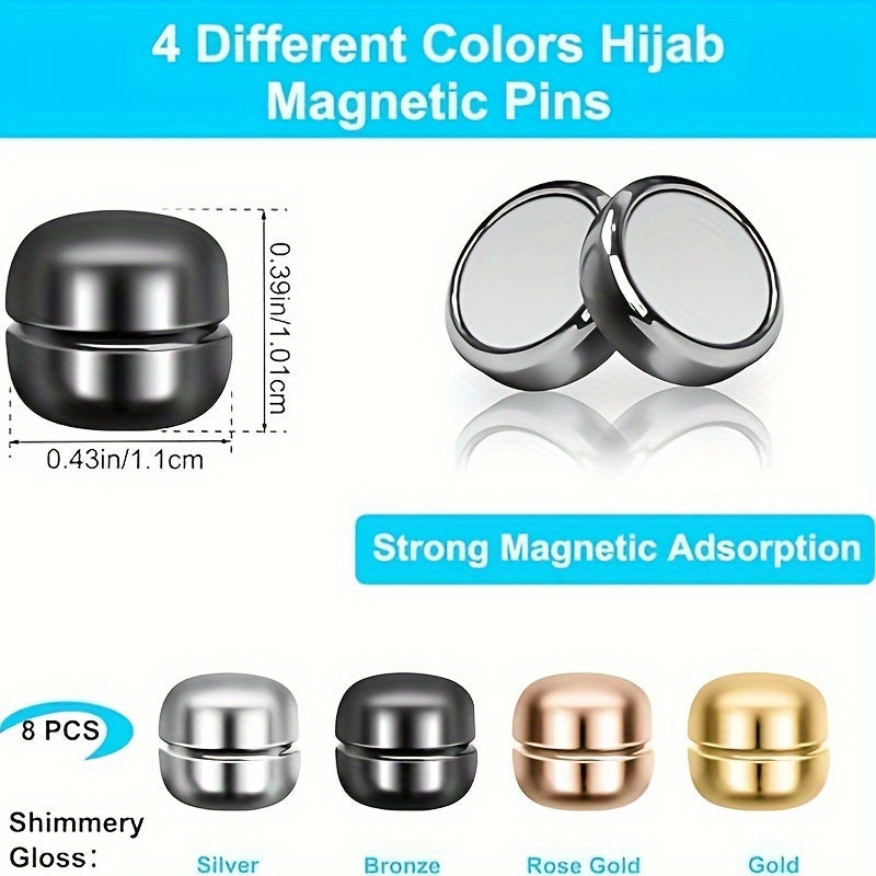 Magnetic Scarf Accessories Set of 8 Pairs Colorful Durable Alloy Women’s Jewelry