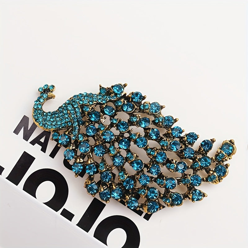 Peacock Brooch with Rhinestones Retro Wedding Formal Jewelry