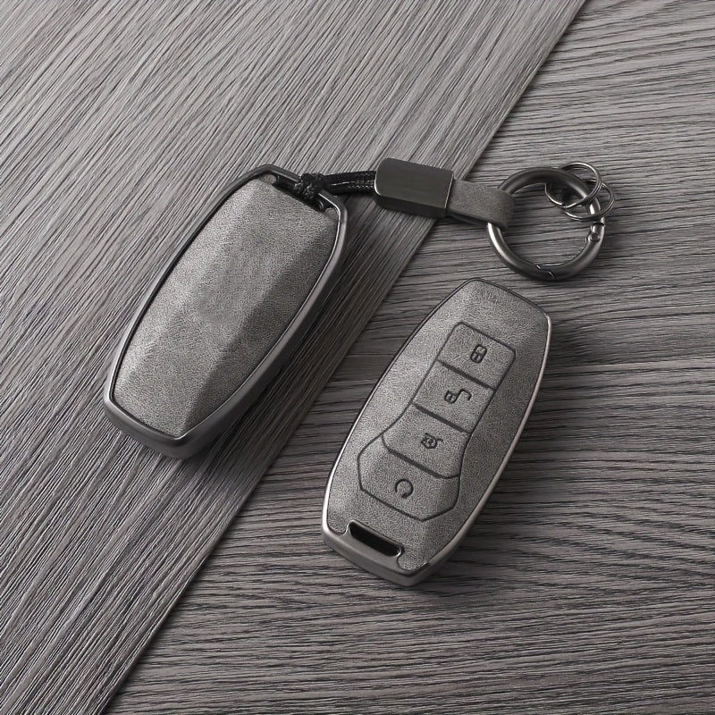 Universal TPU Car Key Fob Cover with Metal Key Ring, Bronze Finish
