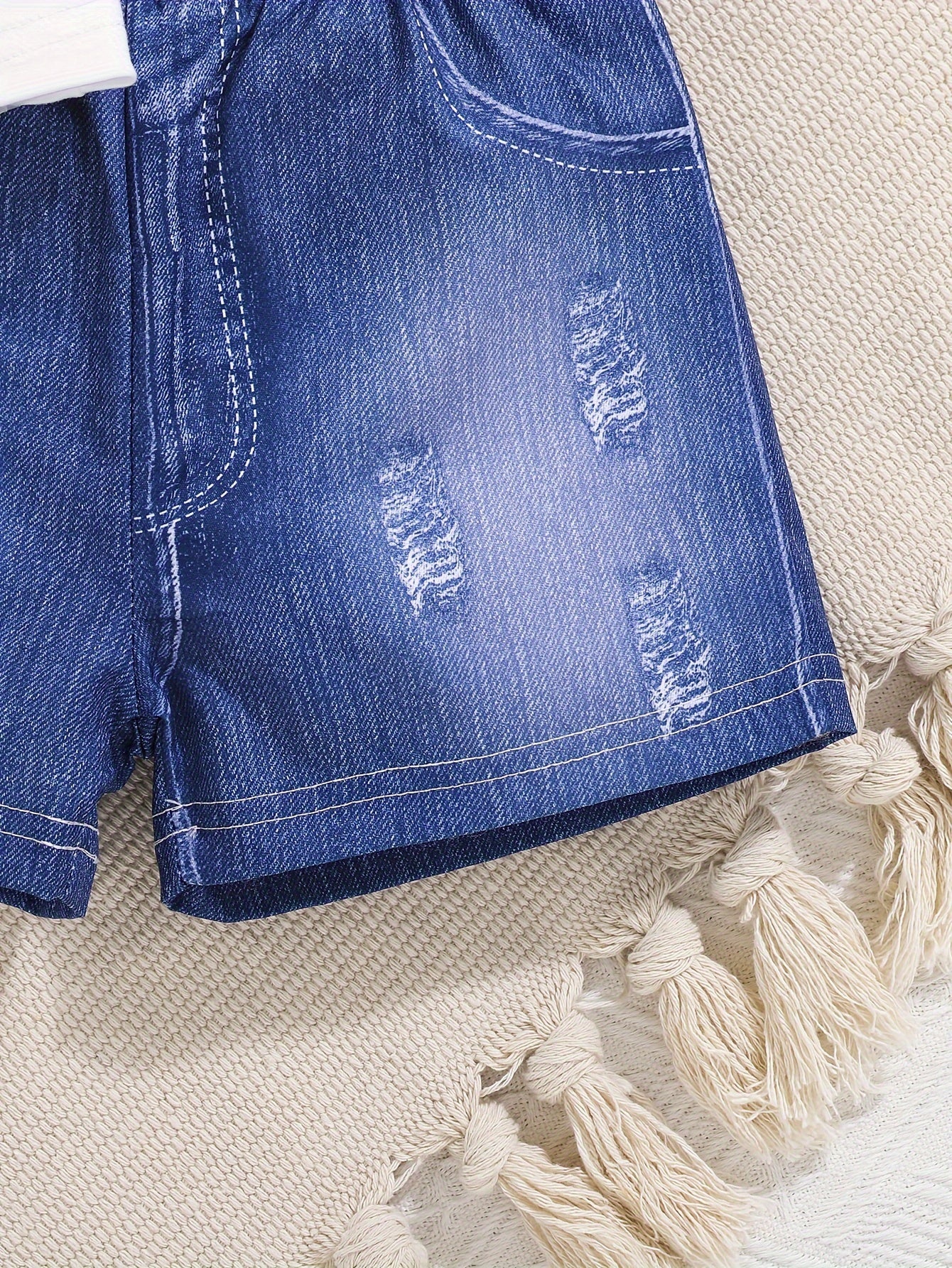 Комплект для активных игр на свежем воздухе: футболка с принтом внедорожной машины для мальчиков и шорты в стиле деним