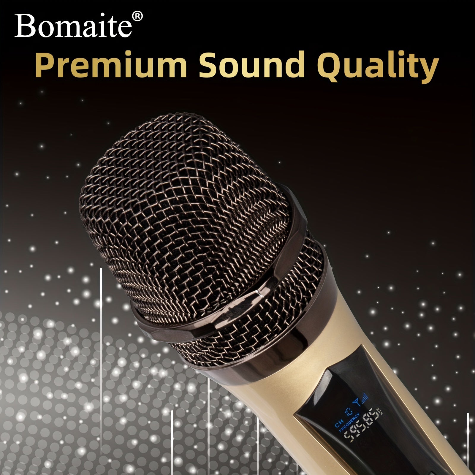 Wireless Handheld Microphone System Rechargeable Karaoke Mic with USB Charging for Events