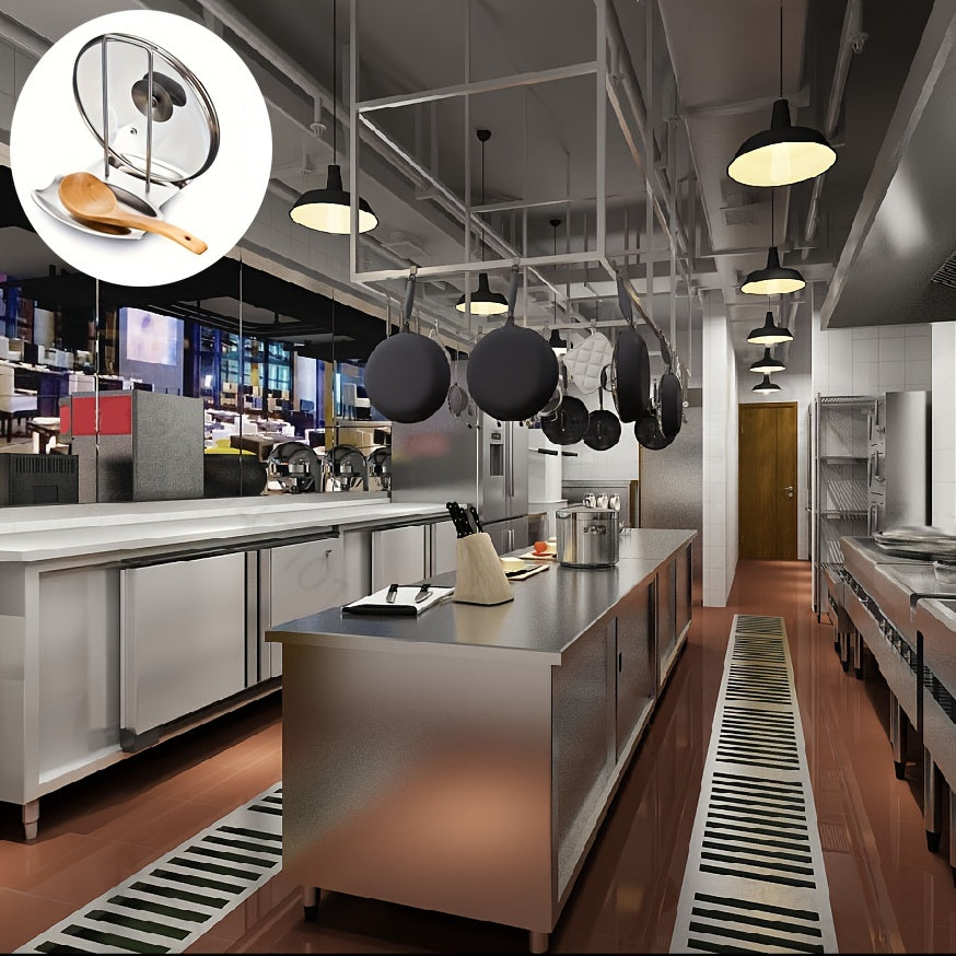 Стеллаж для хранения крышек из нержавеющей стали для ресторанов, настольная опора для сковород, без сверления, разборная.