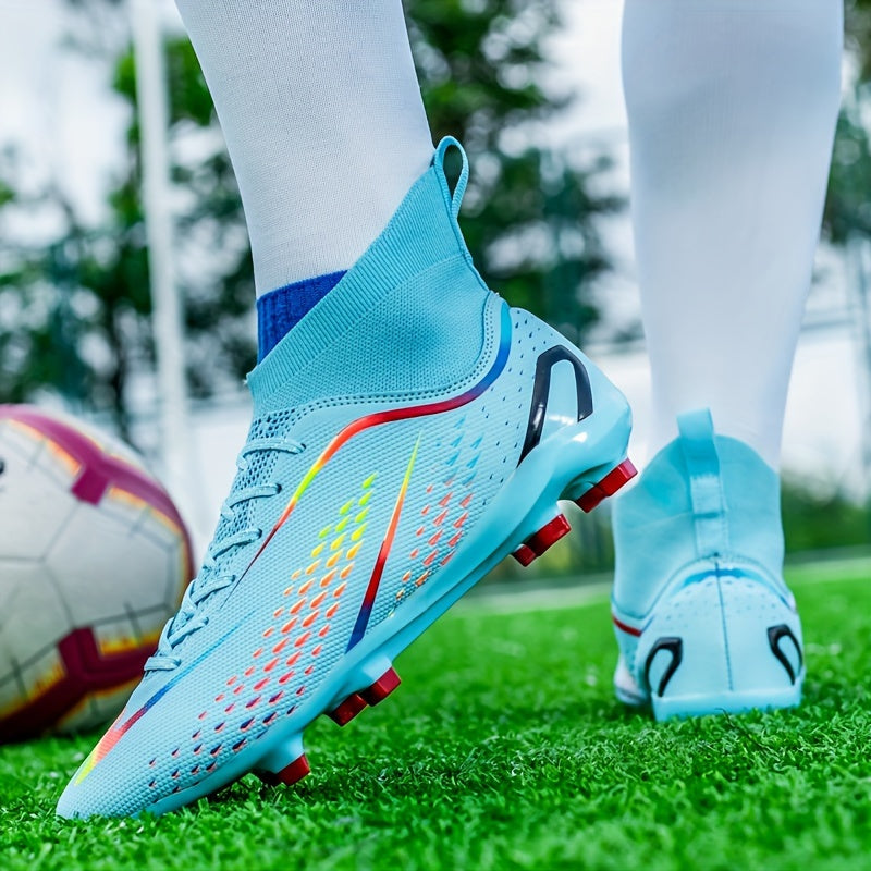 Men's Lightweight Solid Color Soccer Cleats with Faux Upper Rubber Sole for Training and Sports