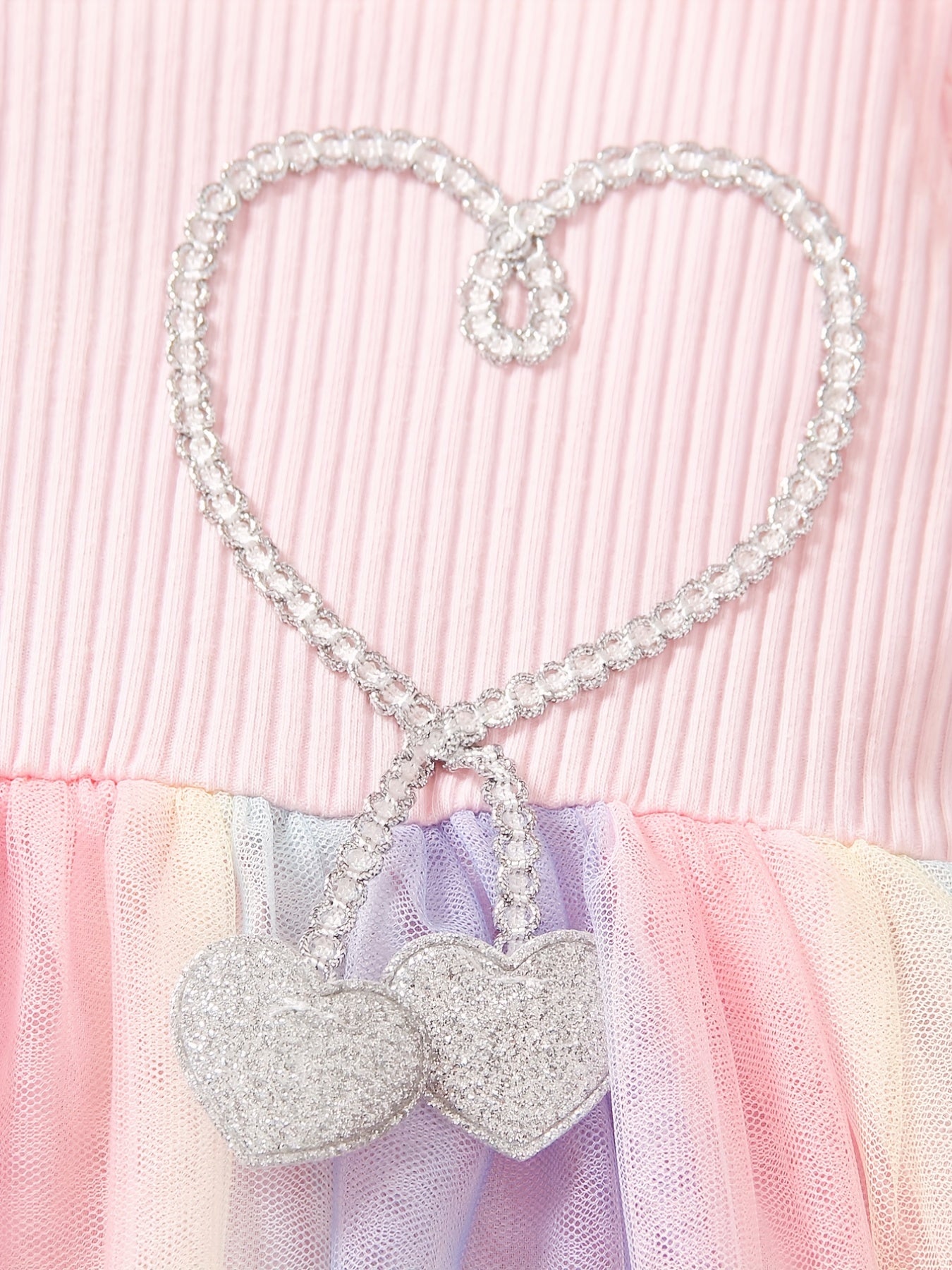 Children's Rainbow Tutu Princess Dress with Rhinestone Decor and Flying Sleeves for Summer