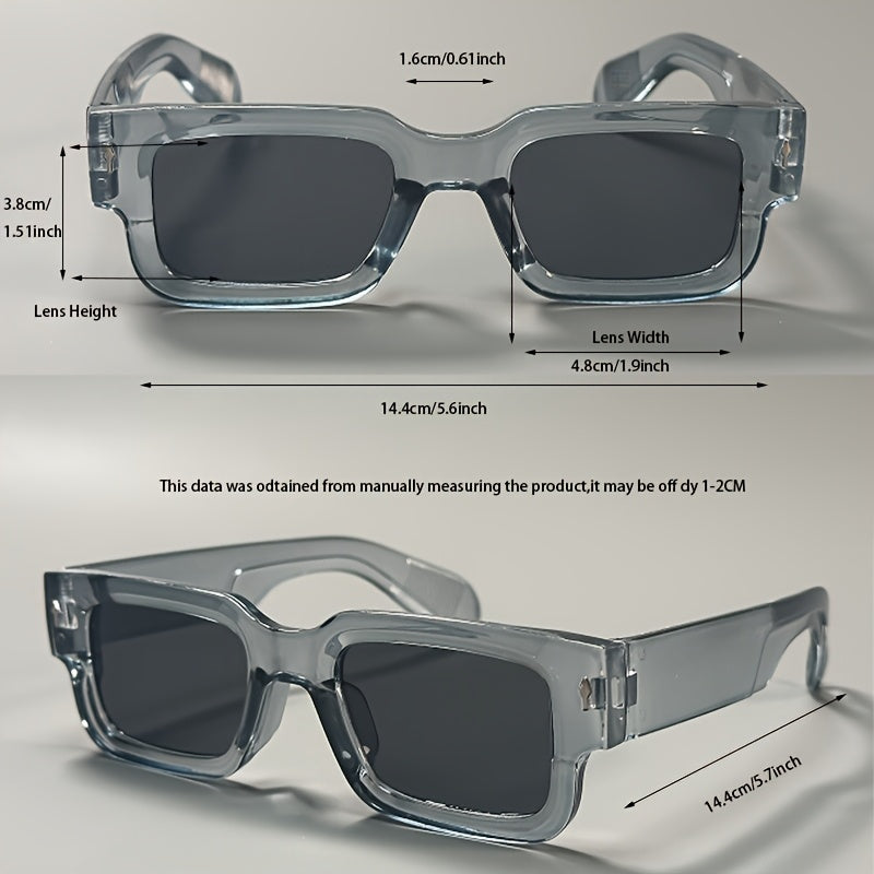 Men's Y2K Punk Rectangle Glasses Full Rim AC Lens PC Frame Anti-Reflective Wide Frame for Outdoor Sports Travel