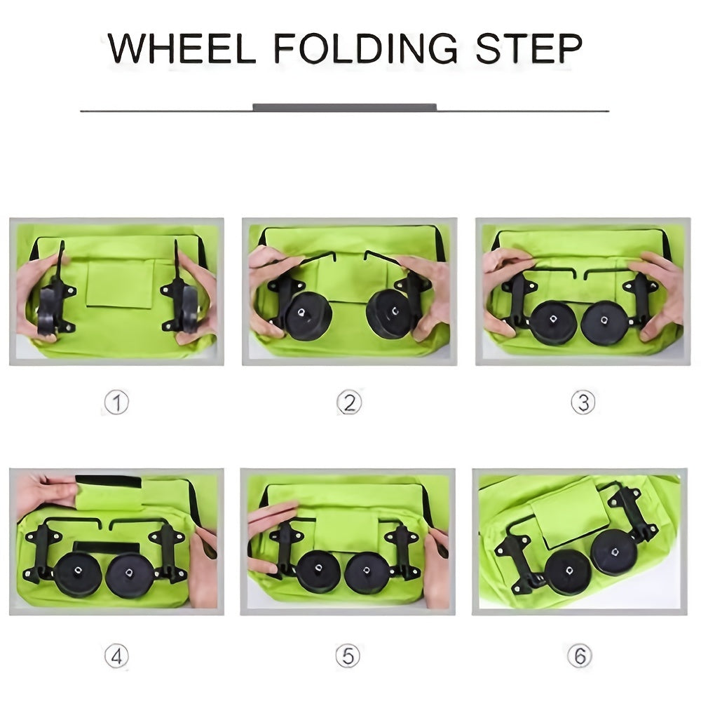 Stainless Steel Folding Shopping Cart with Wheels Collapsible Grocery Bag