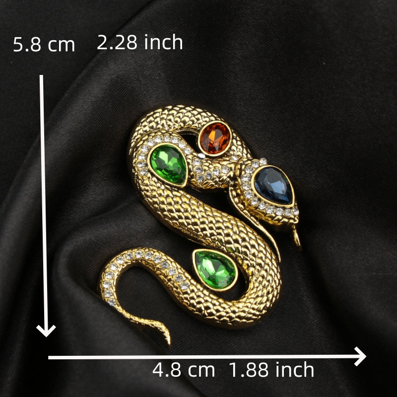 Broche antiguo de serpiente de cristal con rhinestones para chaquetas y suéteres