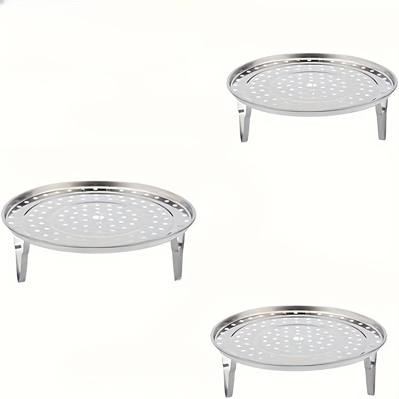 3-Piece Stainless Steel Steamer Racks for Stock Pots Multi-Tiered Round Inserts with Canner Rack Accessories