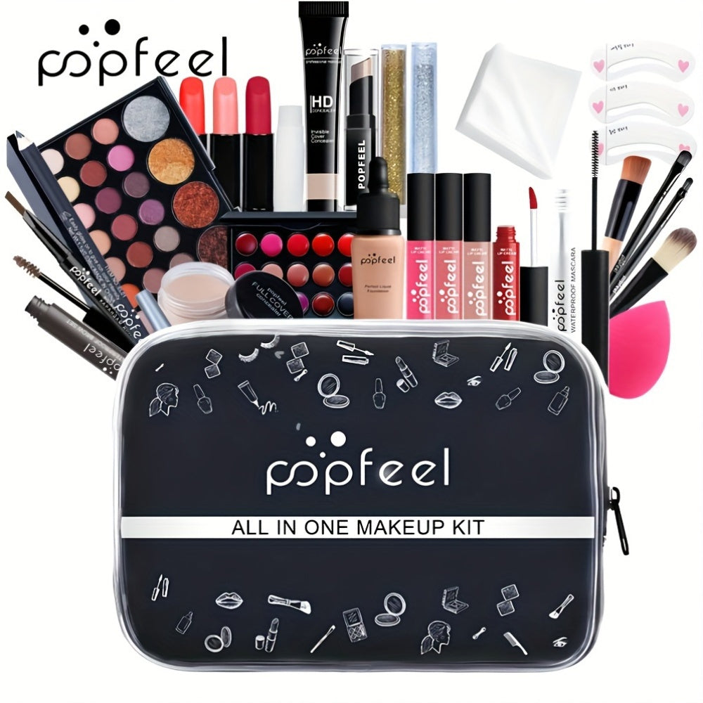 Travel Makeup Kit with Black Case Multi-Product Beauty Collection for On-the-Go Touch-Ups