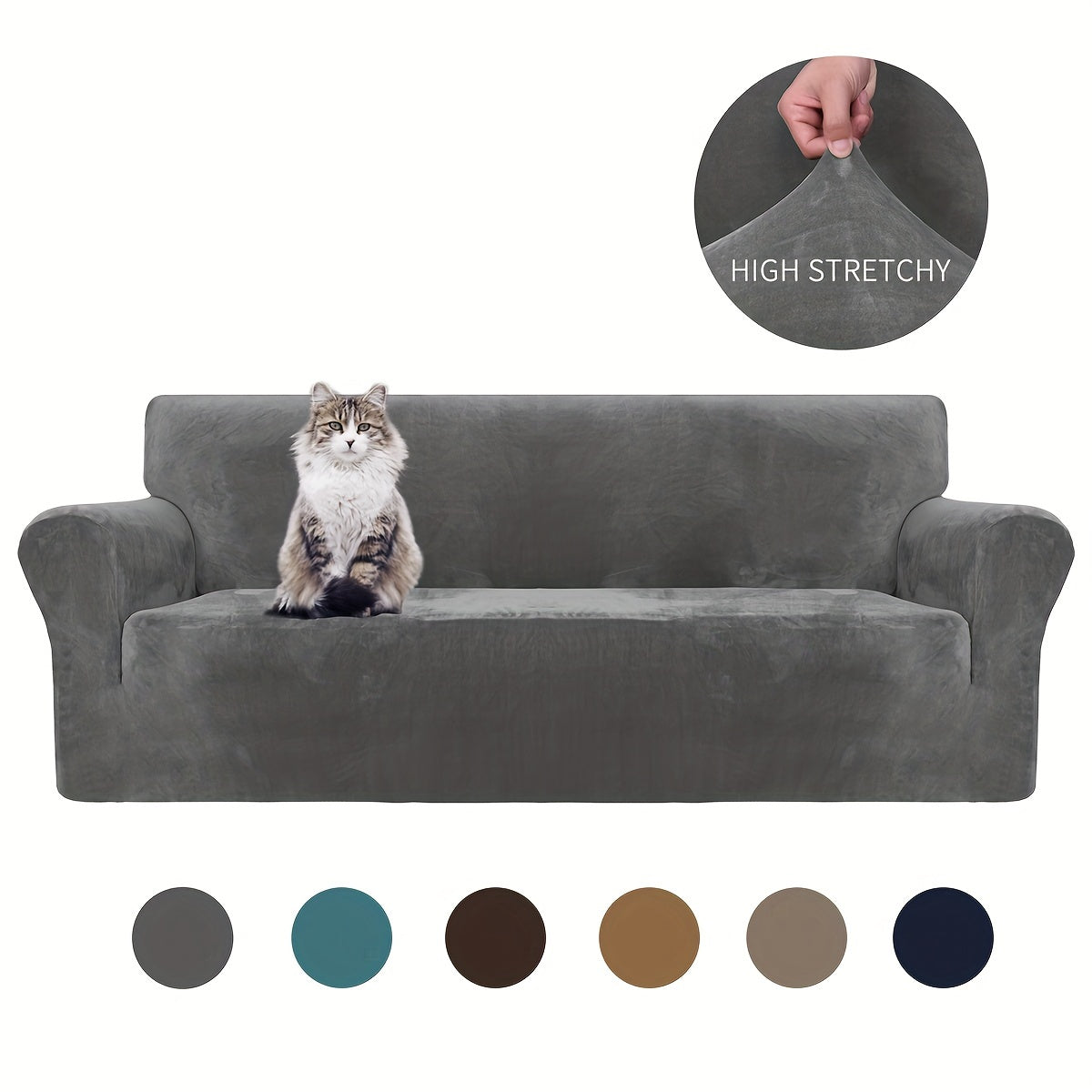 Velvet Sofa Cover Elastic Bottom All Seasons Pet Scratch Protection
