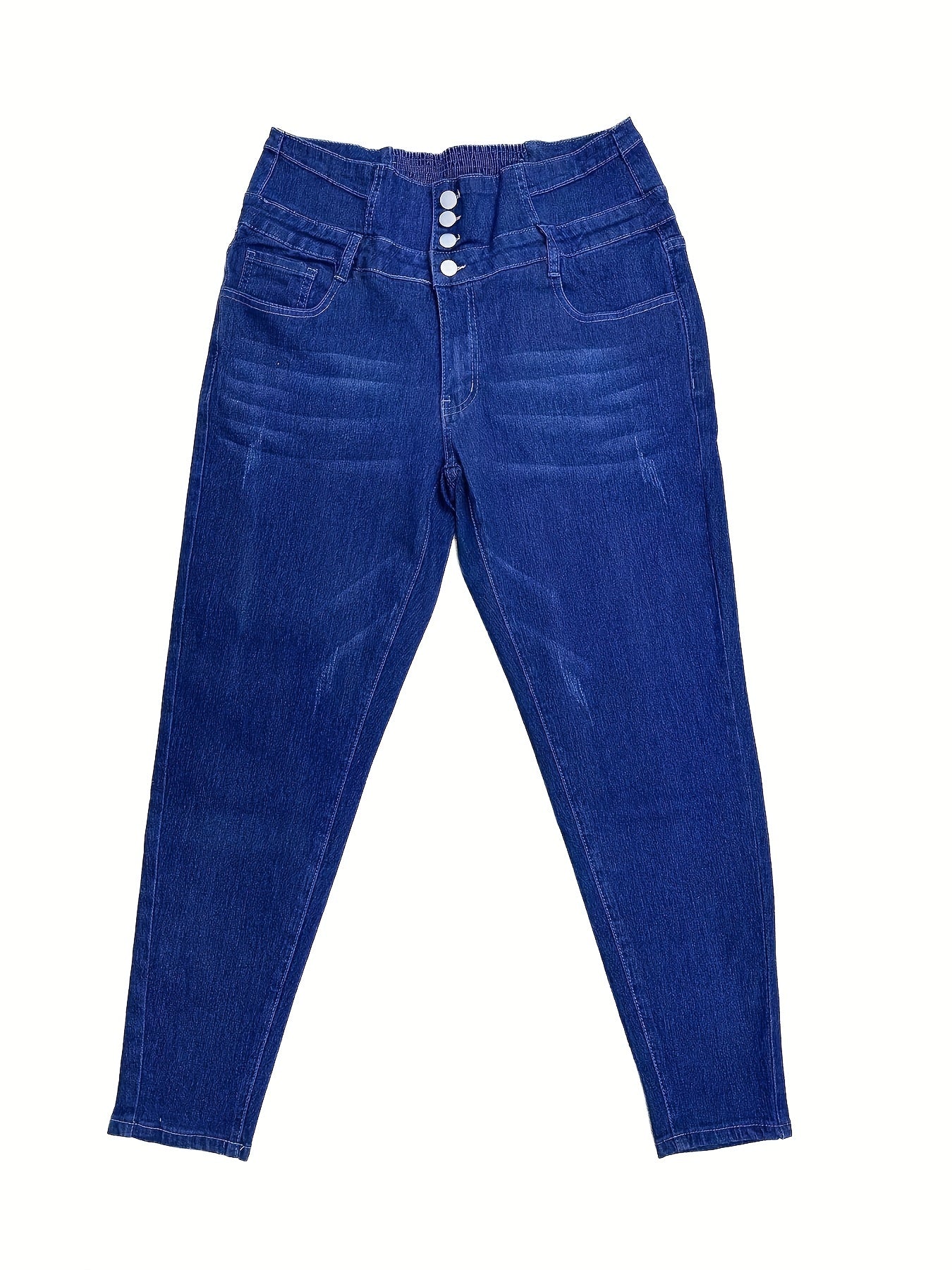 Plus Size High-Waisted Skinny Jeans for Women Blue Denim Stretch Fit