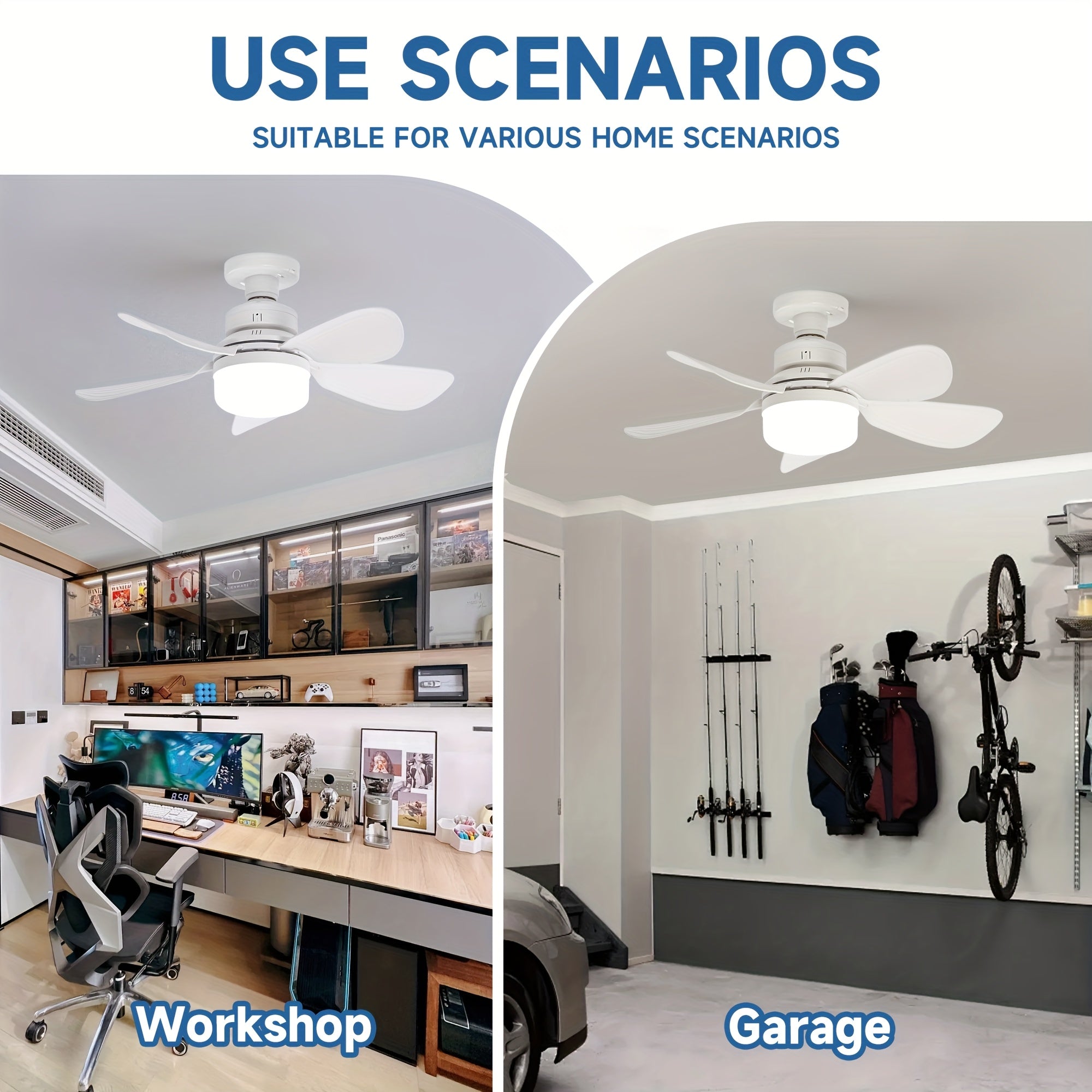 5-Blade Ceiling Fan with Remote Control 42cm Diameter 3 Speeds E26/E27 Bulb Base