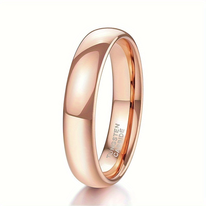 Unisex Rose Gold Tungsten Steel Ring 4mm Minimalist Wedding Engagement Sizes 4-13