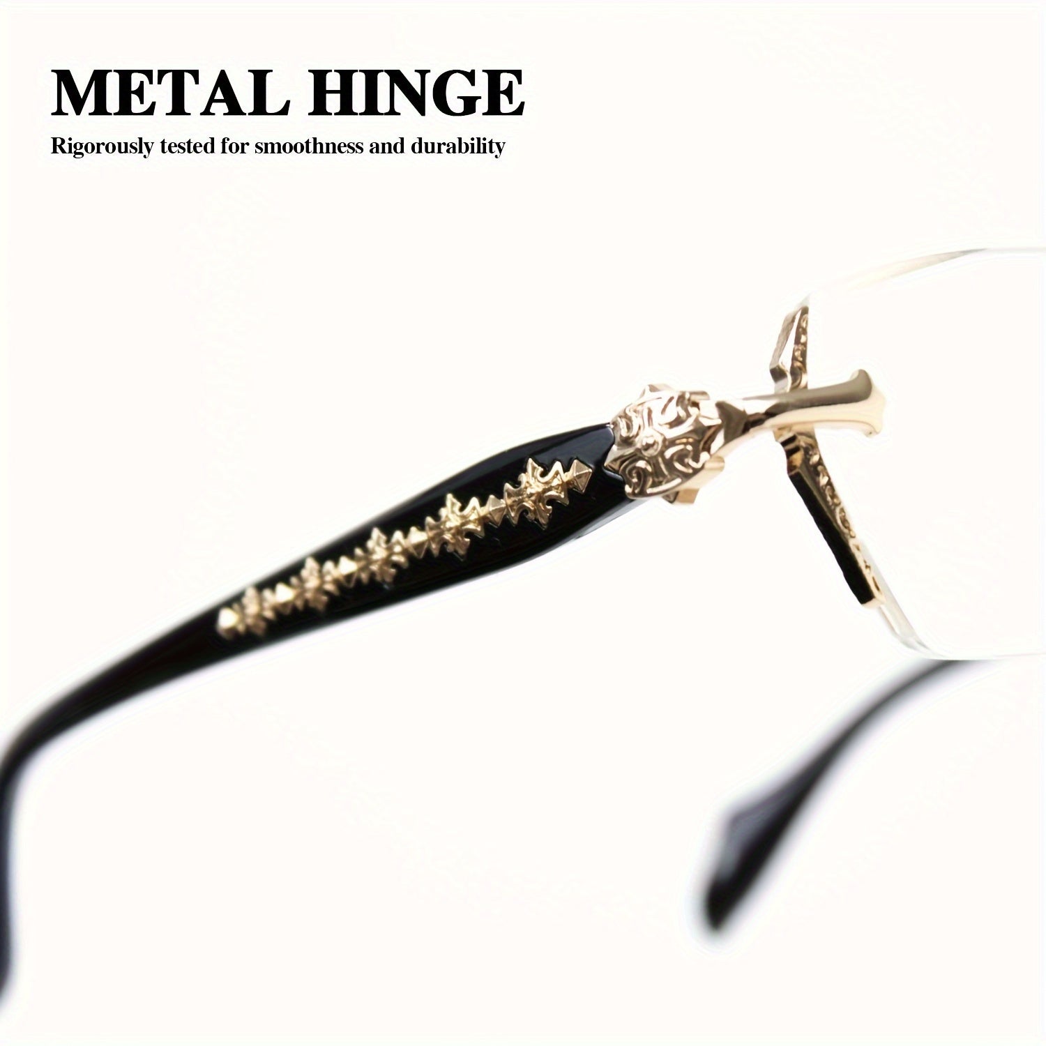 Gafas de lectura de estilo vintage rectangulares sin montura con lentes transparentes +1.0 a +4.0