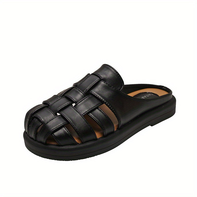 Women's Casual Clogs Black and Yellow Strappy Summer Flat Shoes