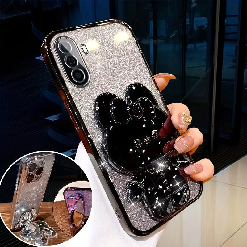 Luxury Gradient Glitter Rabbit Stand Silicone Phone Case for Samsung A Series