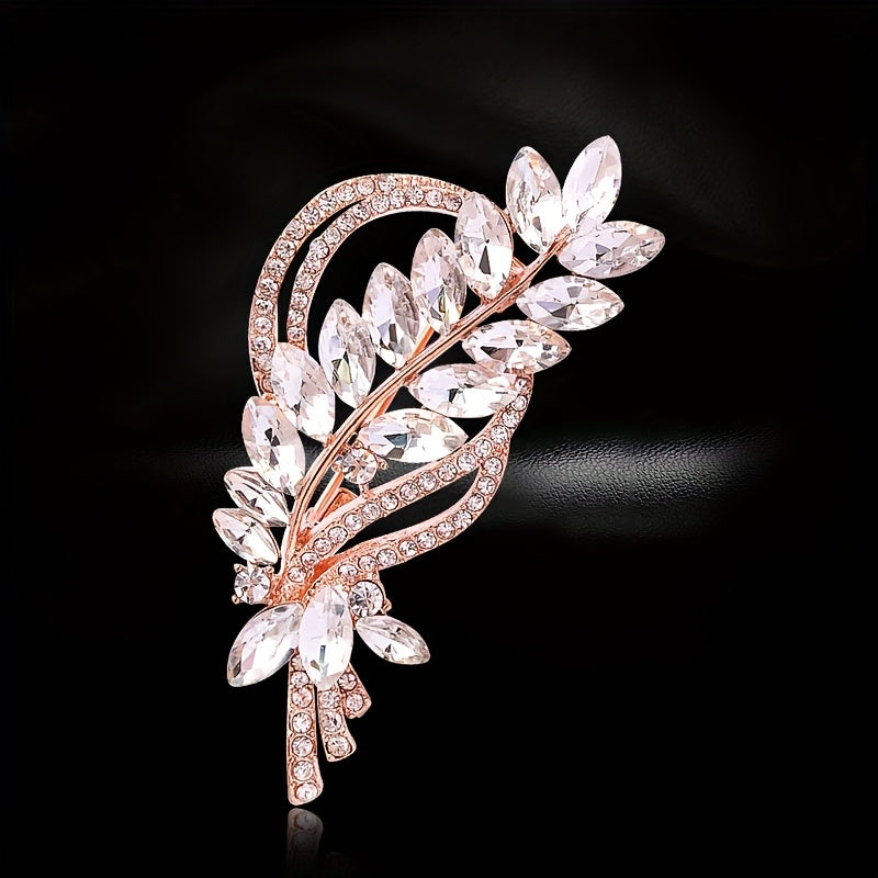 Wheat Rhinestone Flower Brooch Jewelry Pin for Women and Men