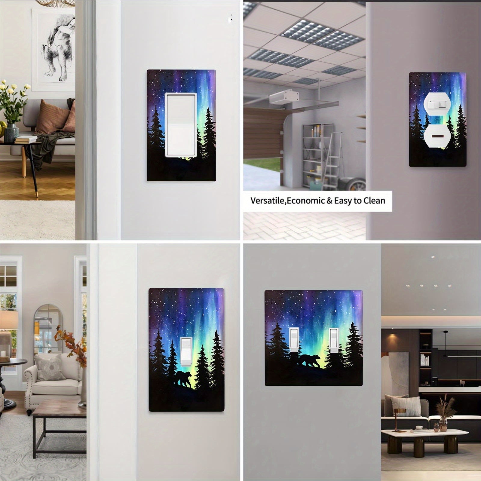 Cubierta de interruptor de paisaje forestal para interruptores de palanca, fácil de limpiar, sin necesidad de cableado