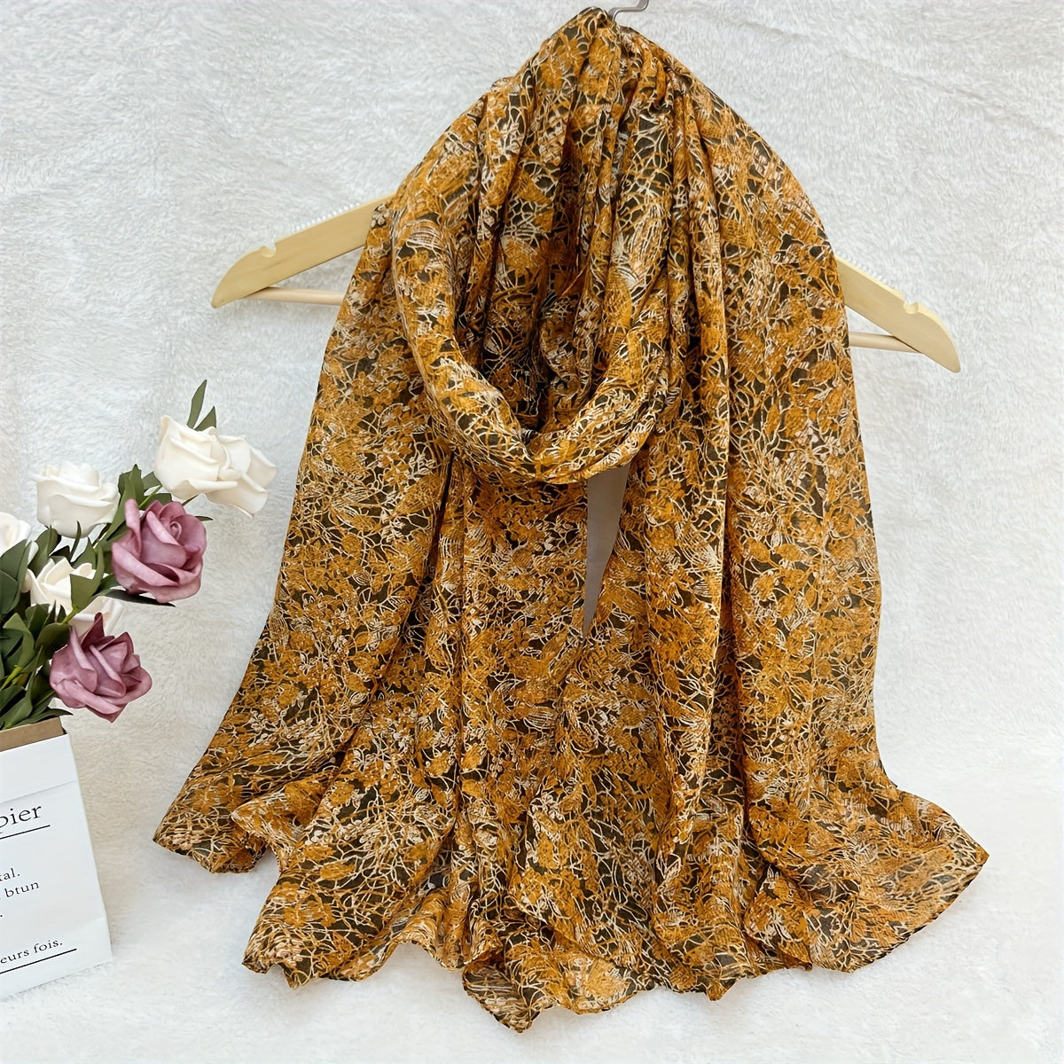 Women's Floral Gradient Scarf Casual Elegant Lightweight Accessory