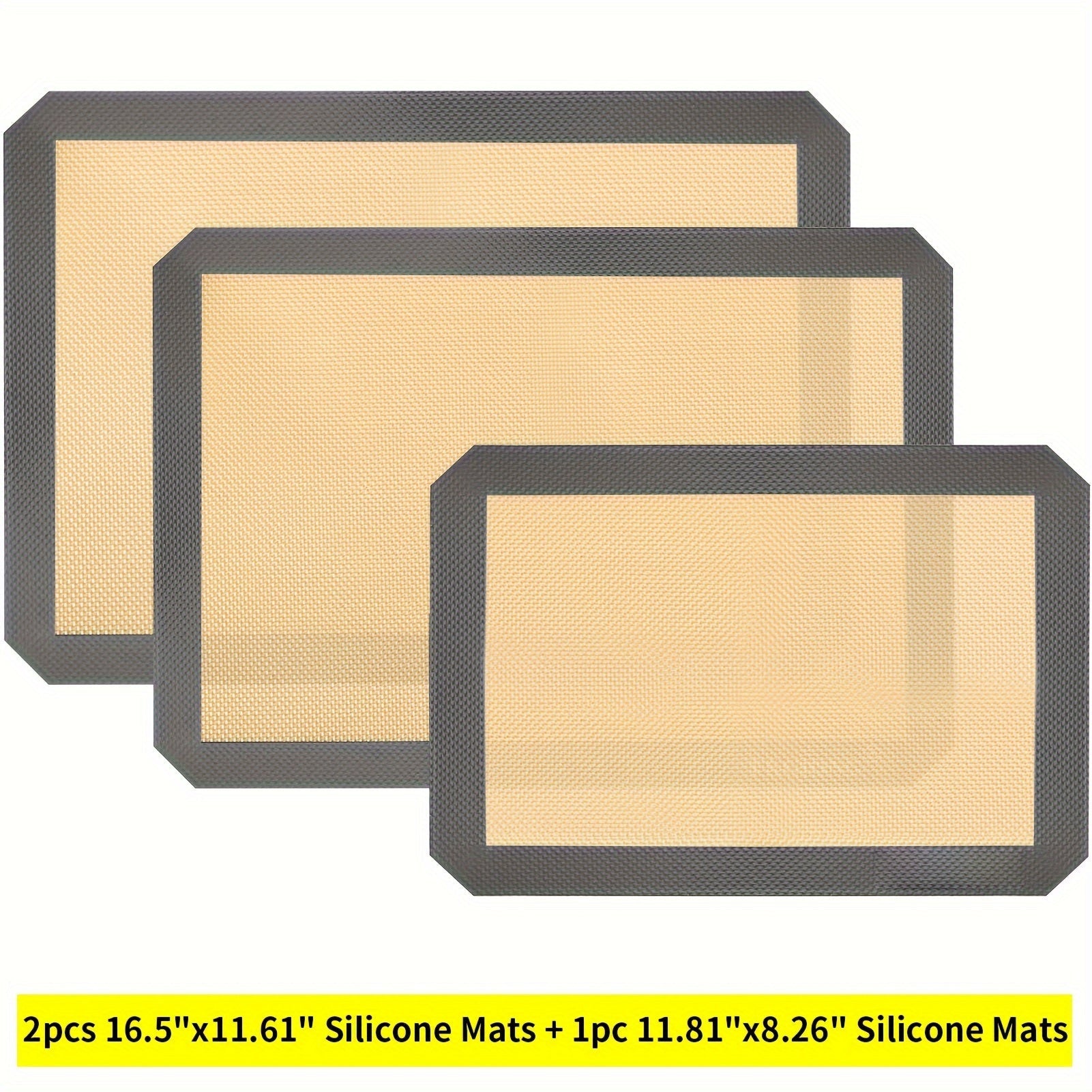 Juego de 3 tapetes de silicona antiadherentes para hornear para horno tostador, tamaño media bandeja, reutilizables, resistentes al calor