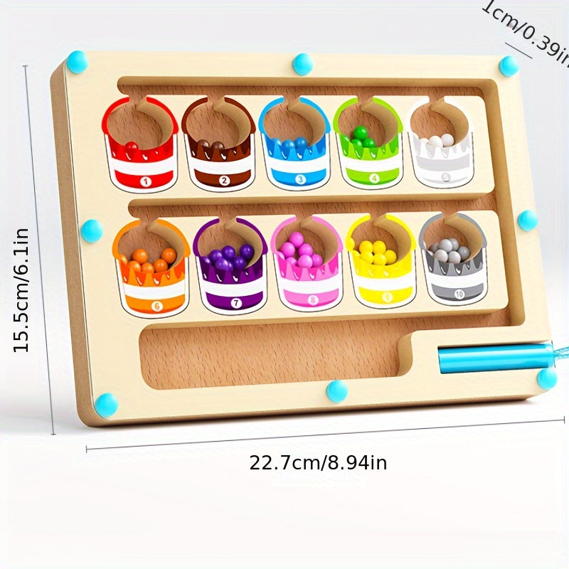 Laberinto de cuentas magnéticas de madera, juguete educativo para niños a partir de 3 años, coordinación mano-ojo, habilidades matemáticas