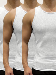 Erkaklar uchun 3 ta to'plam Katta o'lchamli Bir rangli Paxta Tank Toplar, Yengsiz Jiletlar, Sport Undershirtlar