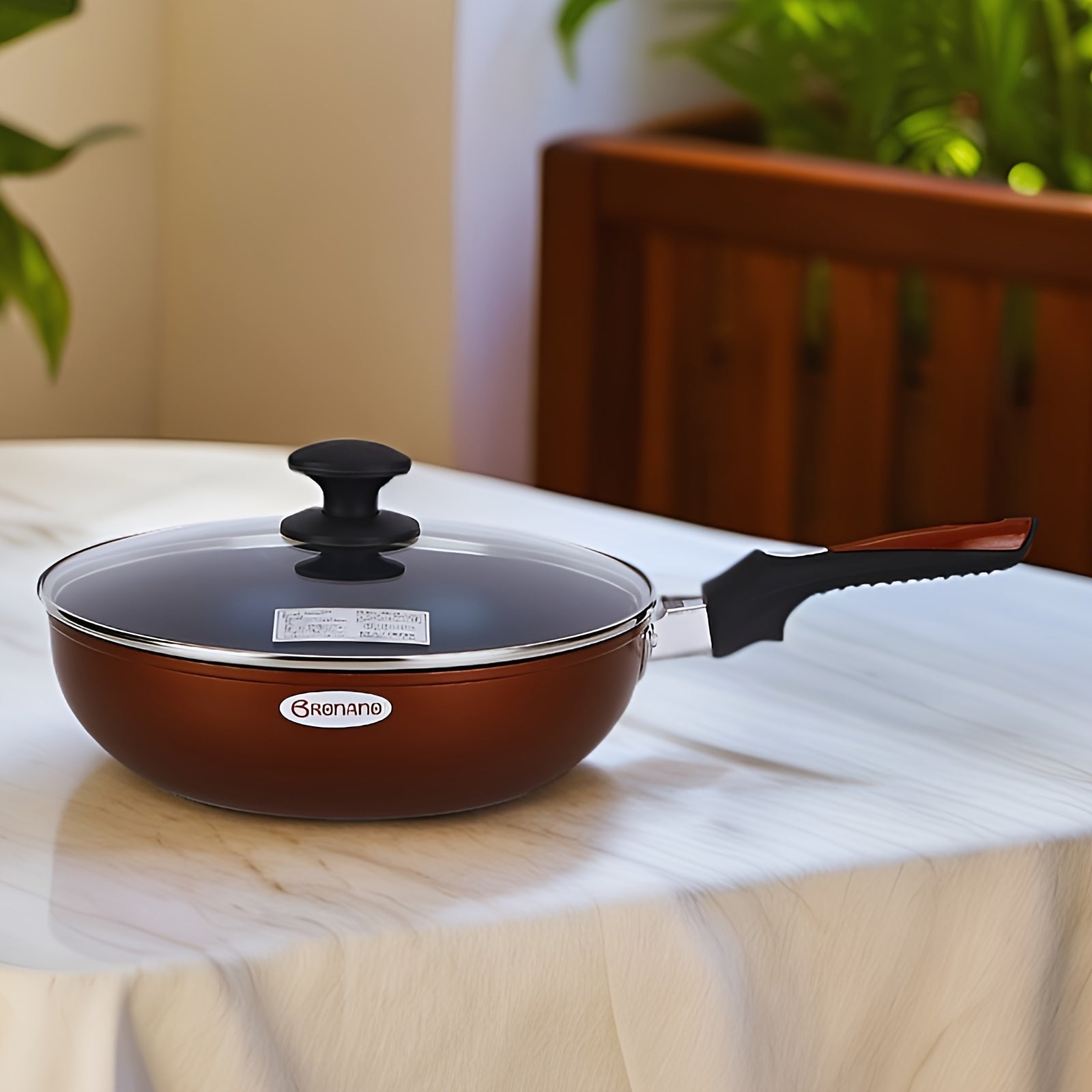 Deep Fryer Non-Stick Frying Pan with Lid Stainless Steel Handle Red Dishwasher Safe