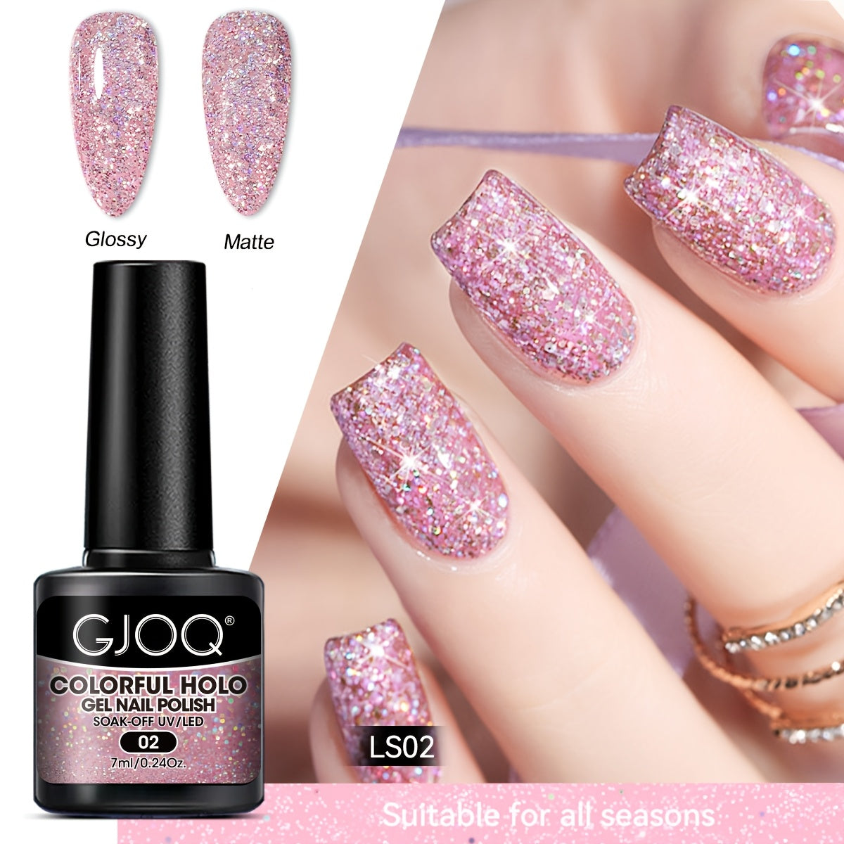 Gel Nail Polish Pink Purple Glitter Soak Off LED Manicure All Seasons