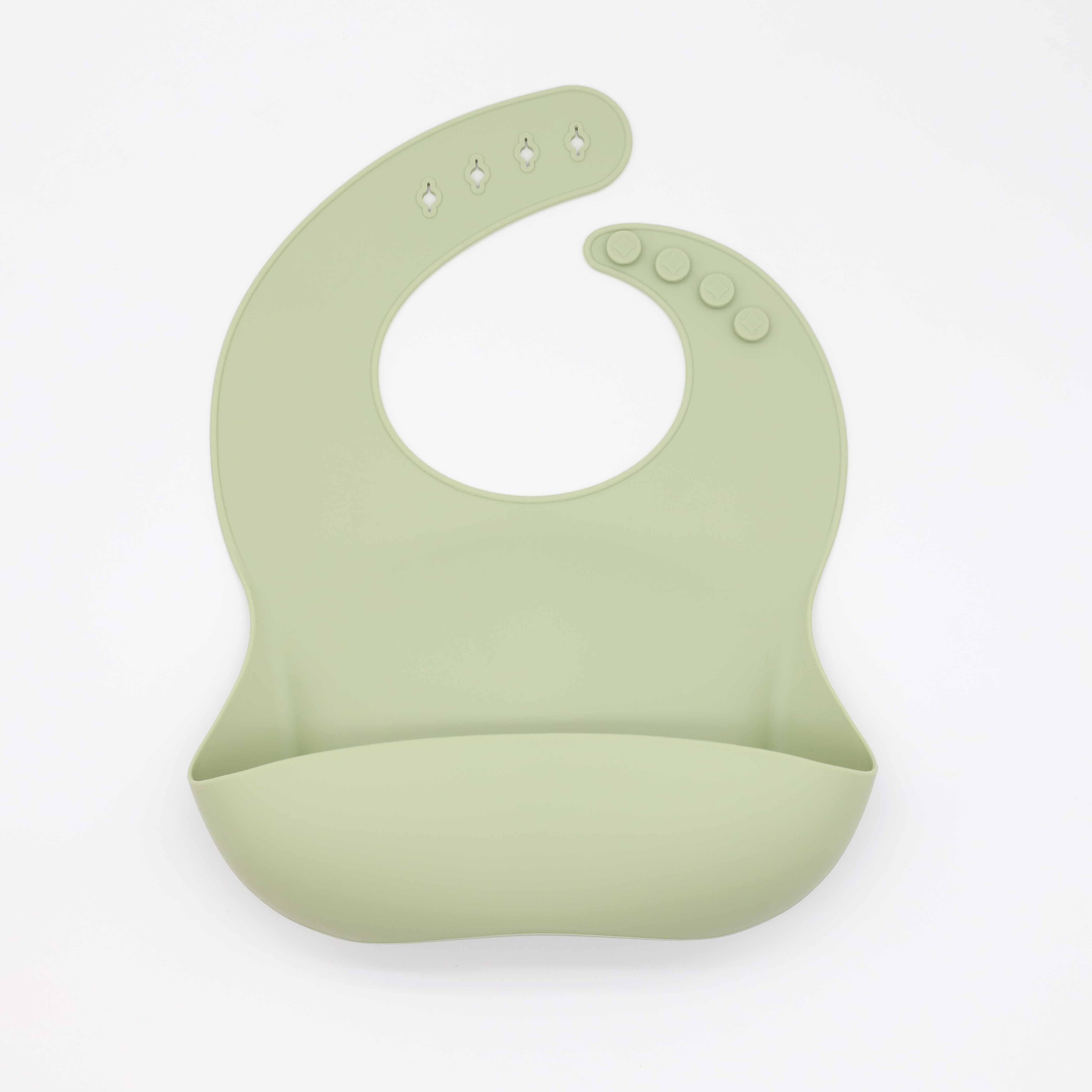 Adjustable Food Grade Silicone Feeding Bib for Babies and Toddlers with Food Catch Pocket