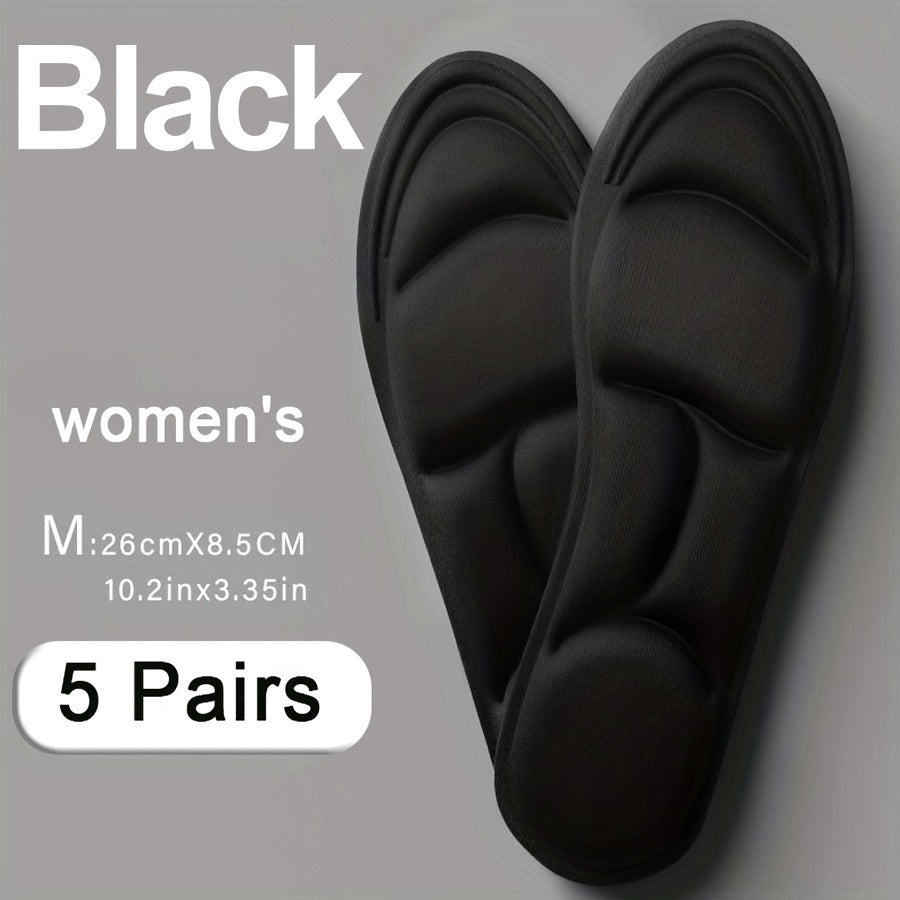 Unisex 5D Memory Foam Shoe Insoles, Breathable, Wear-Resistant, Adjustable
