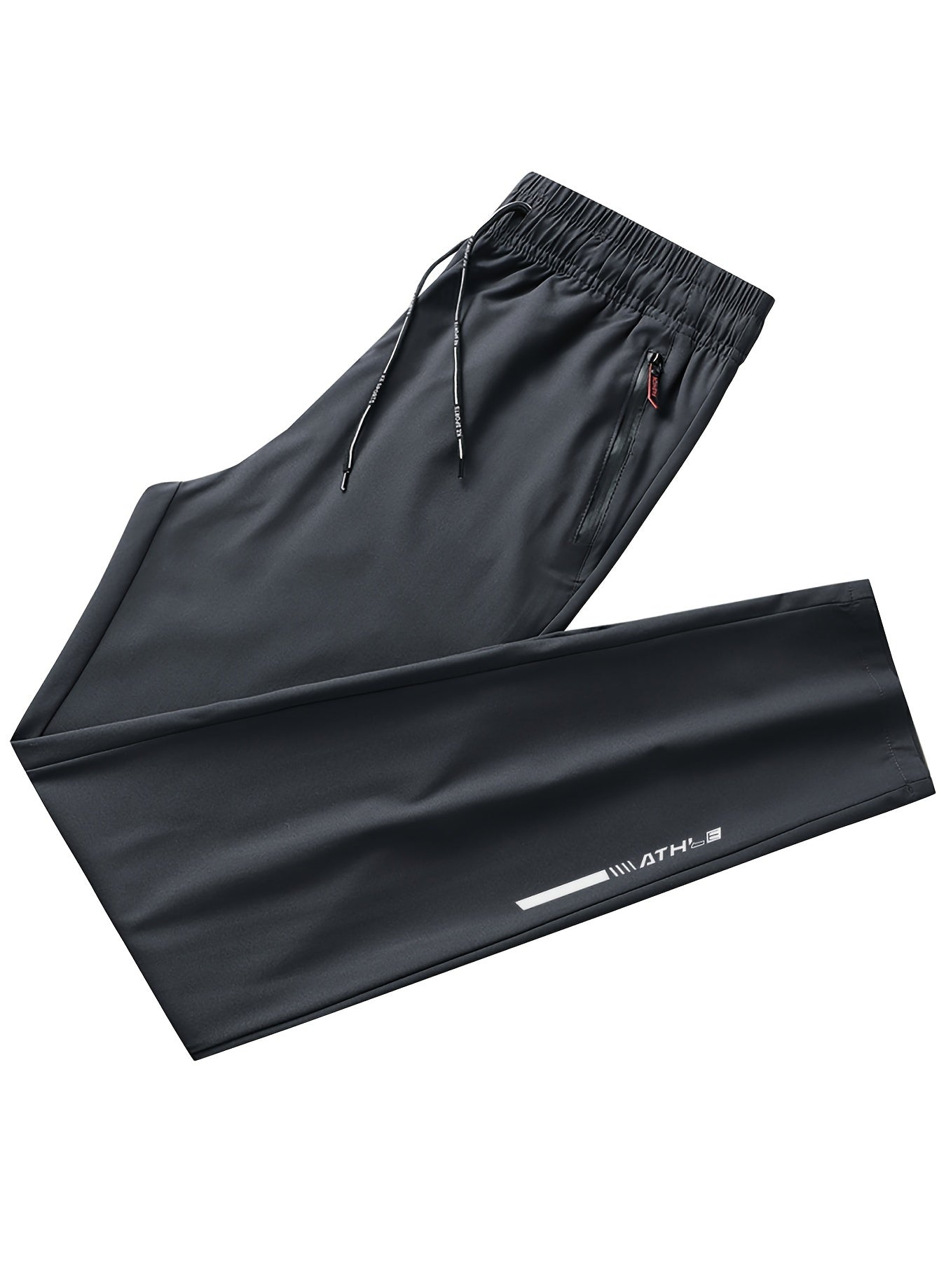 Men's Polyester Track Pants with Zipper Pockets for Outdoor Activities