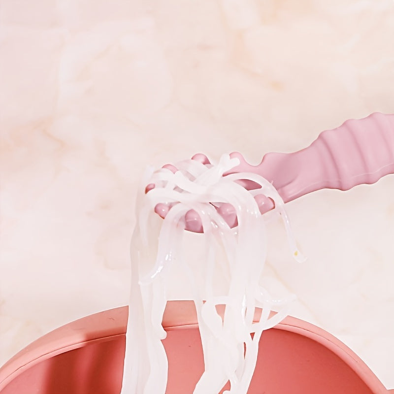 Juego de utensilios de silicona para niños de 3 piezas con diseño de cara feliz, no tóxico, seguro para microondas y lavavajillas