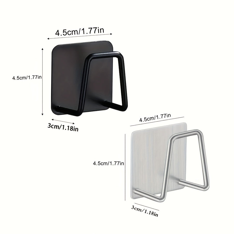 Stainless Steel Kitchen Hooks Set 1/2/4 Self-Adhesive for Sponges and Accessories