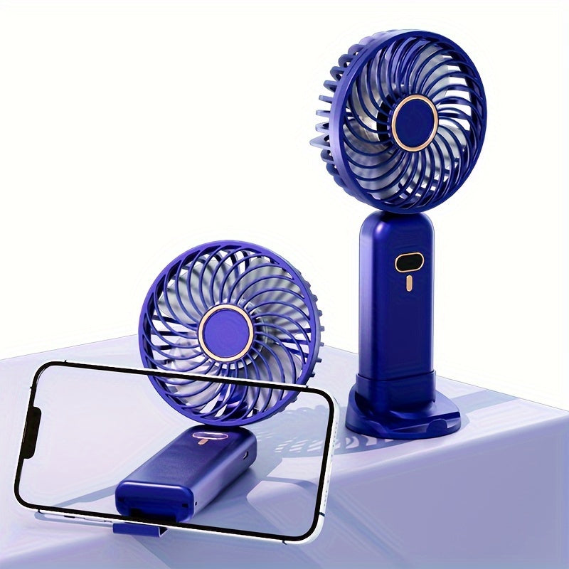 Portable Handheld Fan with 5-Speed Turbo Tilt, USB Rechargeable, Compact for Travel and Office