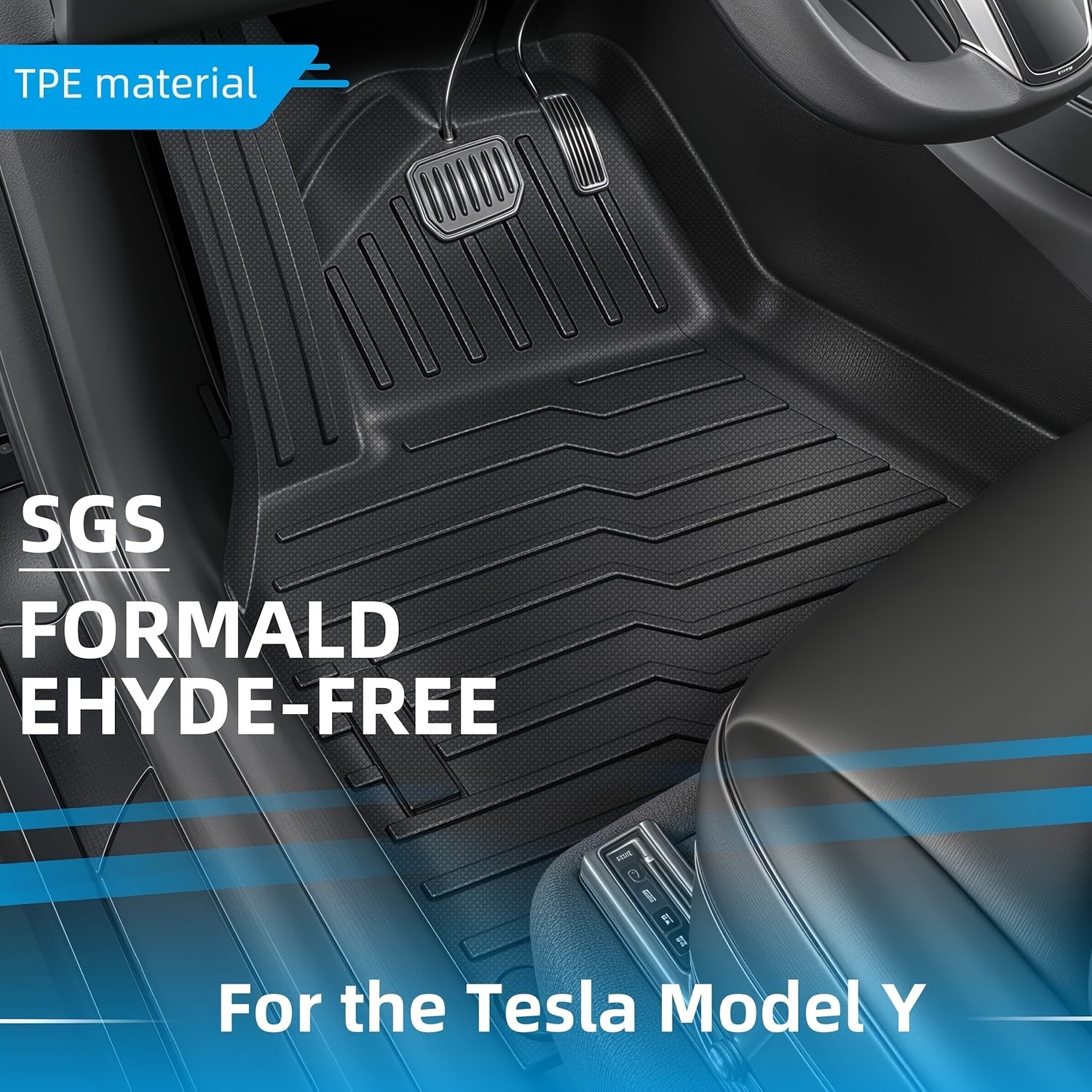 Car Floor Mats for Tesla Model Y 2019-2024 Waterproof Non-Slip TPE 6pcs Set