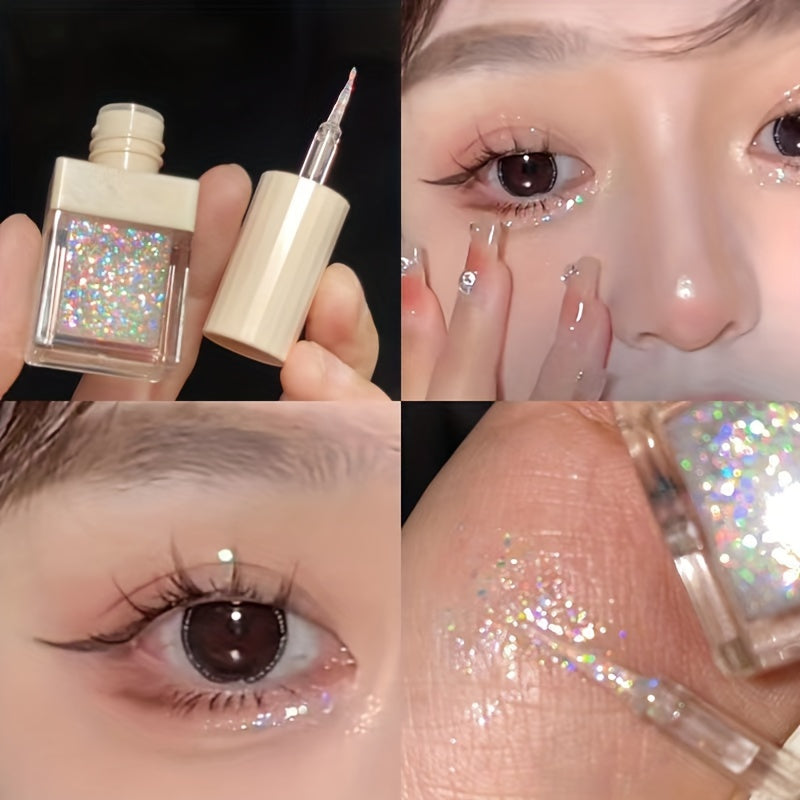 Sombra líquida para ojos para mujer con purpurina, piedras de rhinestone y iluminador