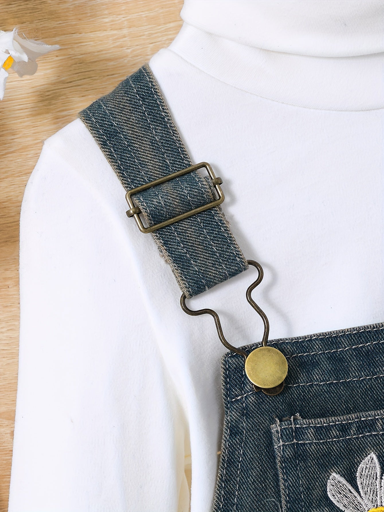 Kids Denim Pants with Daisy Embroidery Breathable Cotton Spring Summer Outdoor Wear