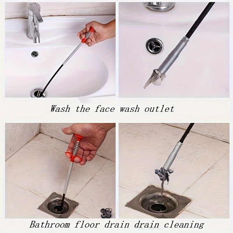 Metal Plumbing Snake with Four-Claw Design for Drain Cleaning in Kitchen Bathroom Wash Basin