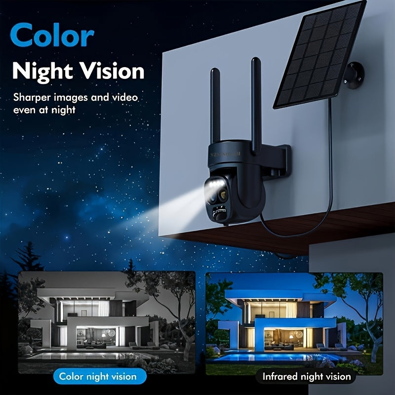 Wireless Outdoor Security Camera System with Dual Lens Motion Spotlight Color Night Vision Two-Way Talk 8x Hybrid Zoom