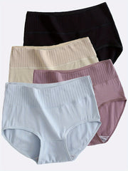 Women's 4-Pack Cotton Briefs Mid Rise Solid Colors Breathable Comfortable