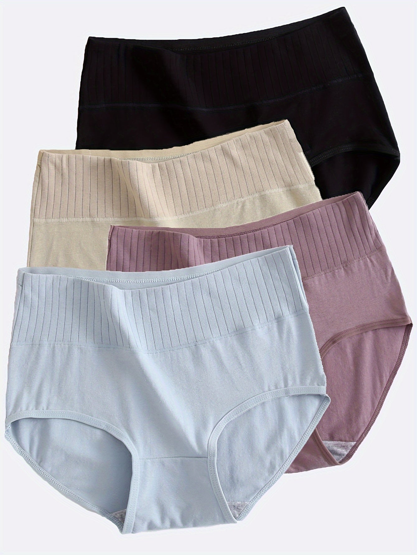 Women's 4-Pack Cotton Briefs Mid Rise Solid Colors Breathable Comfortable