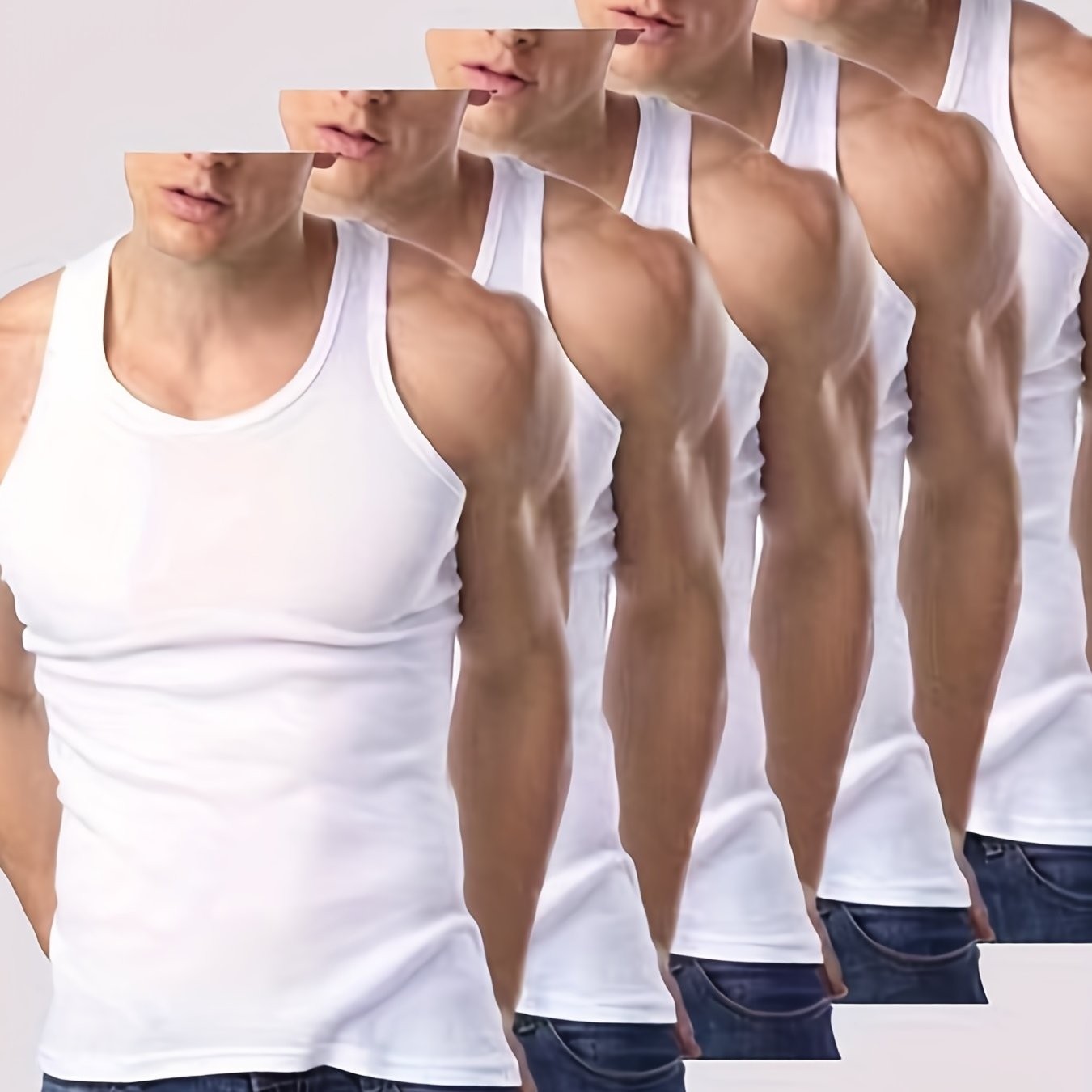 Men's Solid Color High Stretch Viscose Tank Tops Set of 5 for Fitness and Summer Pajamas