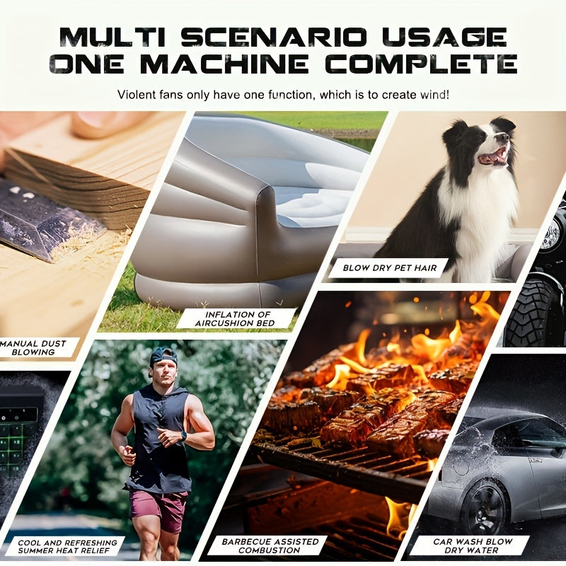 High-Speed Mini Handheld Air Blower with LED Light, Rechargeable 10000mAh Battery