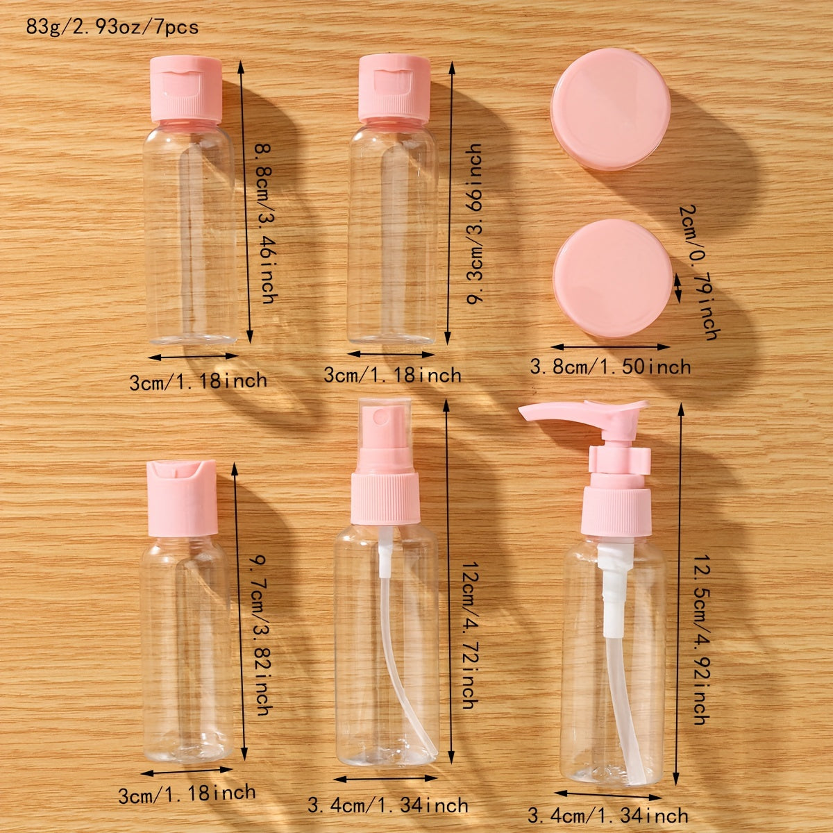 7-Piece Refillable Travel Bottles for Toiletries Shampoo Conditioner Lotion Soap Body Wash