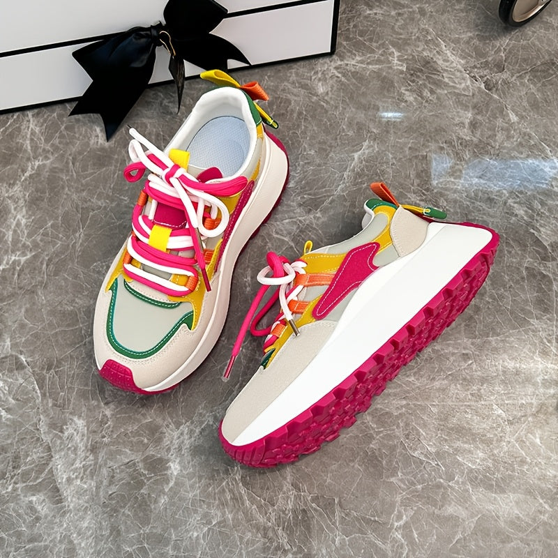 Ayollar uchun nafas oladigan tarmoq yozgi kundalik sport krossovkalar oq qalin kauchuk taglik