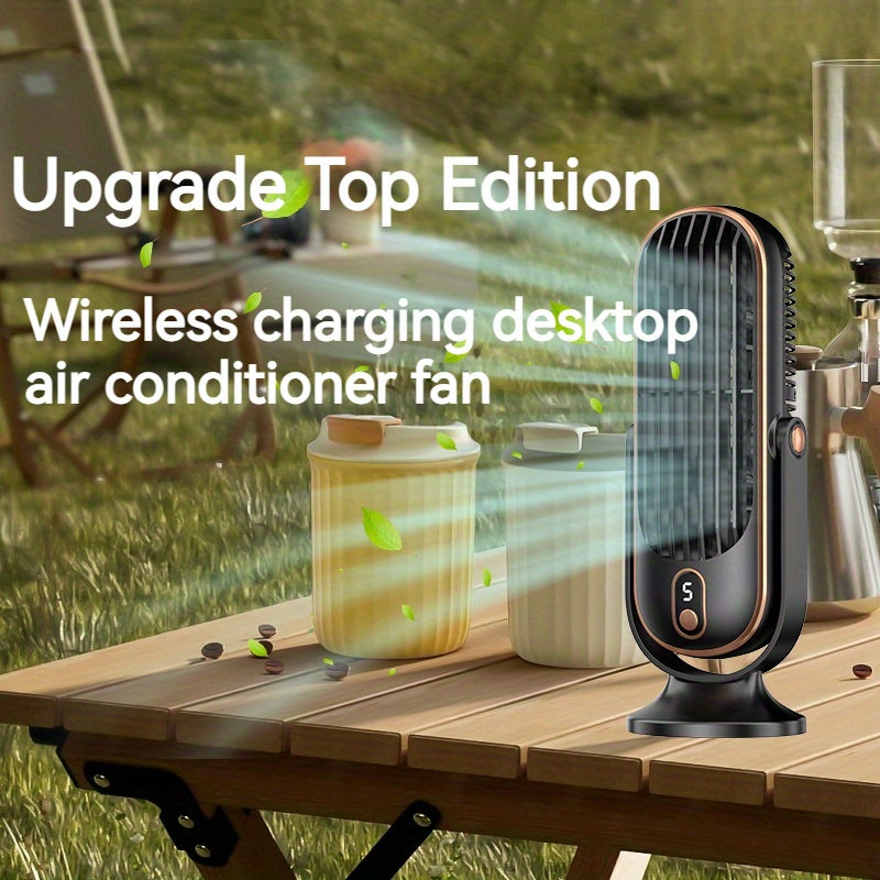 Portable USB Desk Fan with Dual-Blade Design, 5 Speed Settings, Rechargeable Lithium Battery for Office Travel Camping Outdoors