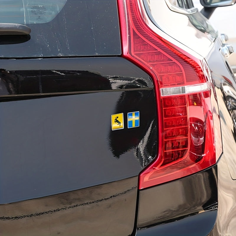 Moose Emblem Metal Sticker for Car Trunk Decal Auto Body Badge, Swedish Flag